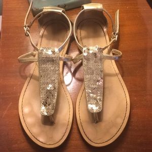 Gold sequin sandals